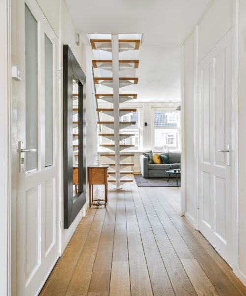 Mind-blowing stylish corridor with wood floor